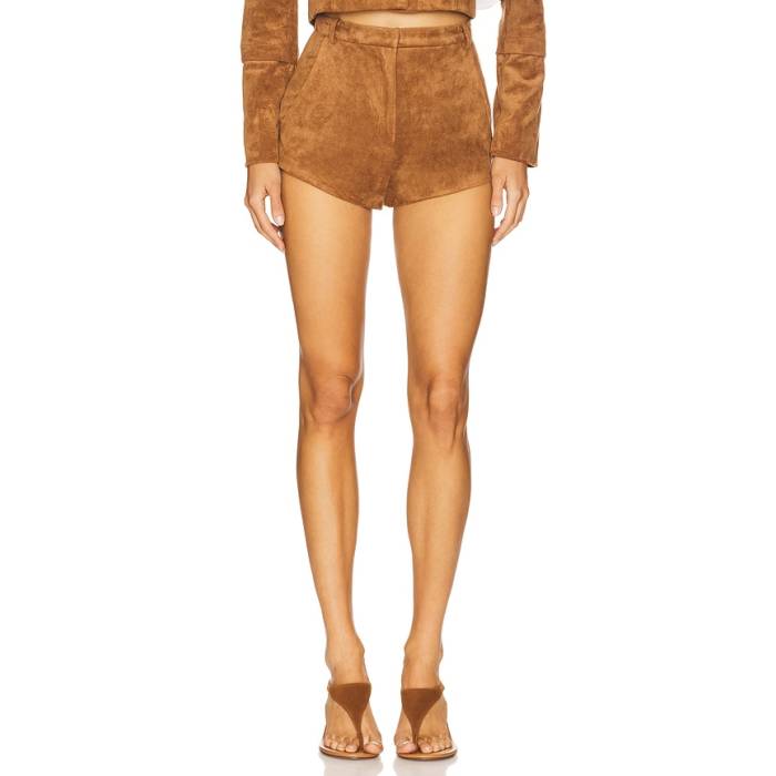 アマンダアプリチャード Amanda Uprichard 【 X Revolve Kelso Suede Short Women Tan 】 スエード・スウェード レディース