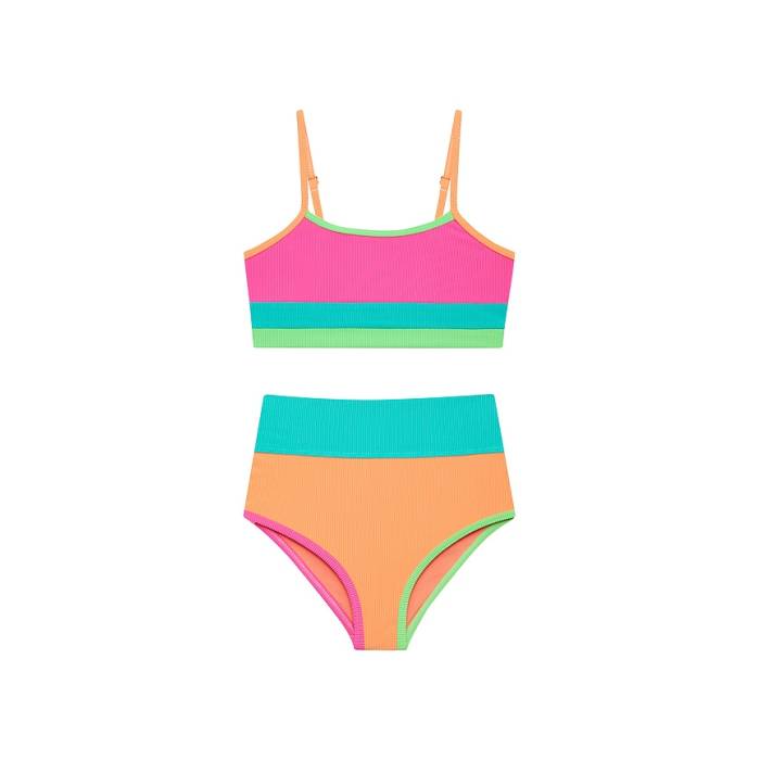 ビーチライオット Beach Riot 【 Little Eva \u0026 Emmy Swim Set Girls Aqua Haze Colorblock 】 お坊っちゃん キッズ アクア