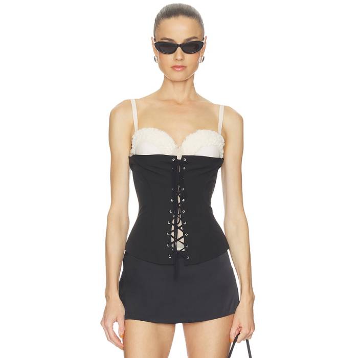 Aniye Records 【 Tea Bustier Top Women Black \u0026Amp; Milk 】 レディース 黒いこと 黒いこと