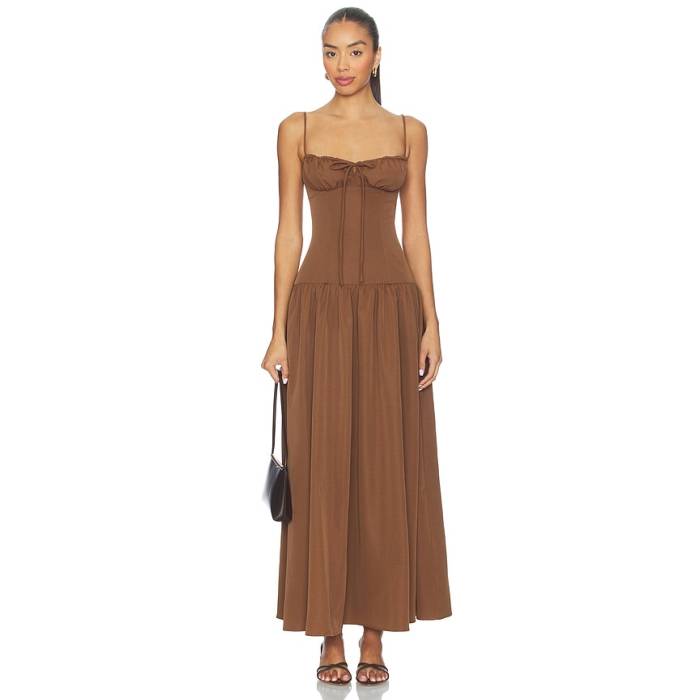 Sndys 【 Lelessa Maxi Dress Women Chocolate 】 御召しもの レディース