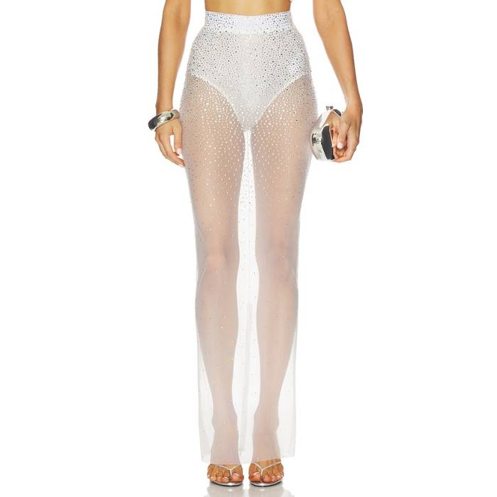 Alex Perry 【 Crystal Mesh Column Skirt Women White 】 レディース 白いこと 白いこと