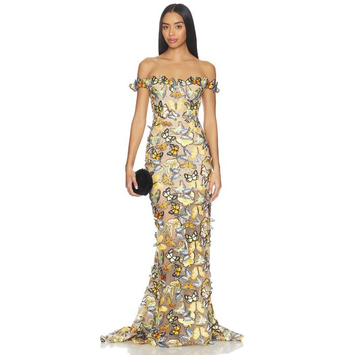 Bronx And Banco 【 Bella Butterfly Jasmine Off The Shoulder Gown Women Multi 】 レディース
