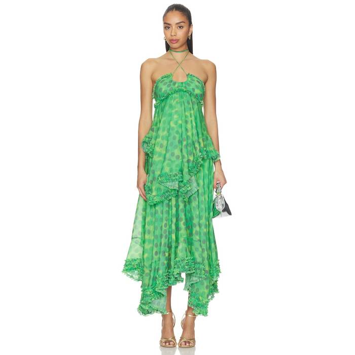 Alexis 【 Sidi Dress Women Emerald Dot 】 御召しもの レディース