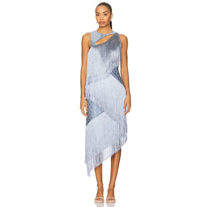 Alexis 【 Costa Dress Women Blue Jacquard 】 御召しもの レディース 青碧 青碧