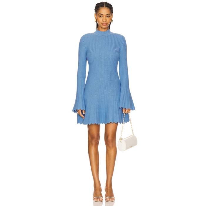 Aknvas 【 Maja Knit Dress Women Blue 】 ニット ドレス レディース 青色 ブルー｜スニケス