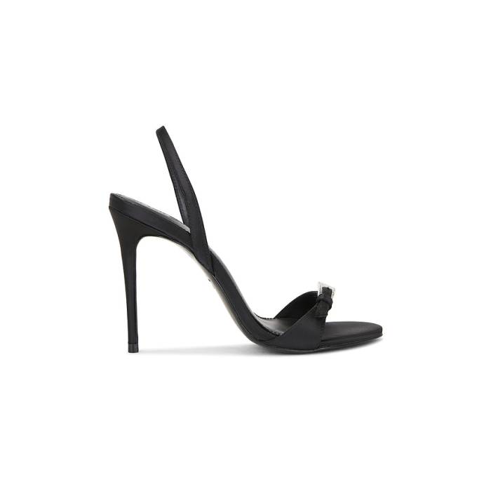 Black Suede Studio 【 Romi 100 Sandal Women Black Satin 】 レディース 黒いこと 黒いこと 繻子