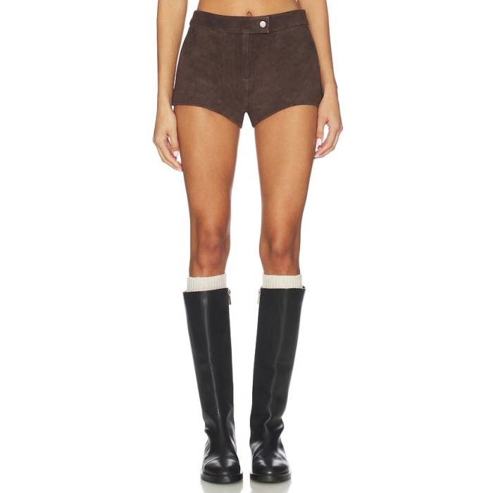 Courtney Zheng 【 Lena Suede Mini Short Women Dark Brown 】 スエード・スウェード レディース 茶色 ブラウン｜スニケス
