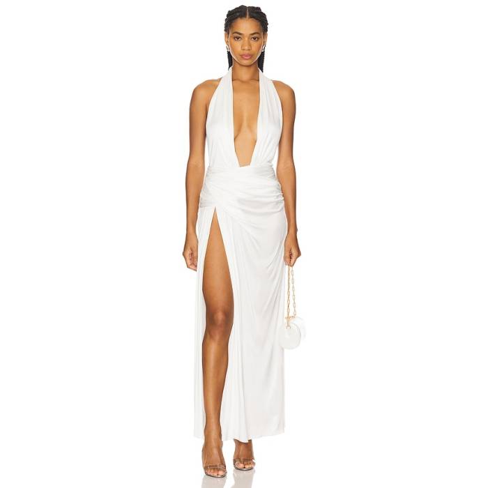 Courtney Zheng 【 Selene Plunge Jersey Gown Women White 】 ティーシャツ レディース 白いこと 白いこと