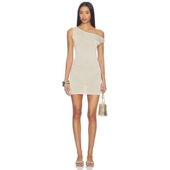 Sndys 【 Rahni Shimmer Knit Mini Dress Women Beige 】 編み物 お召しもの レディース ベージュ