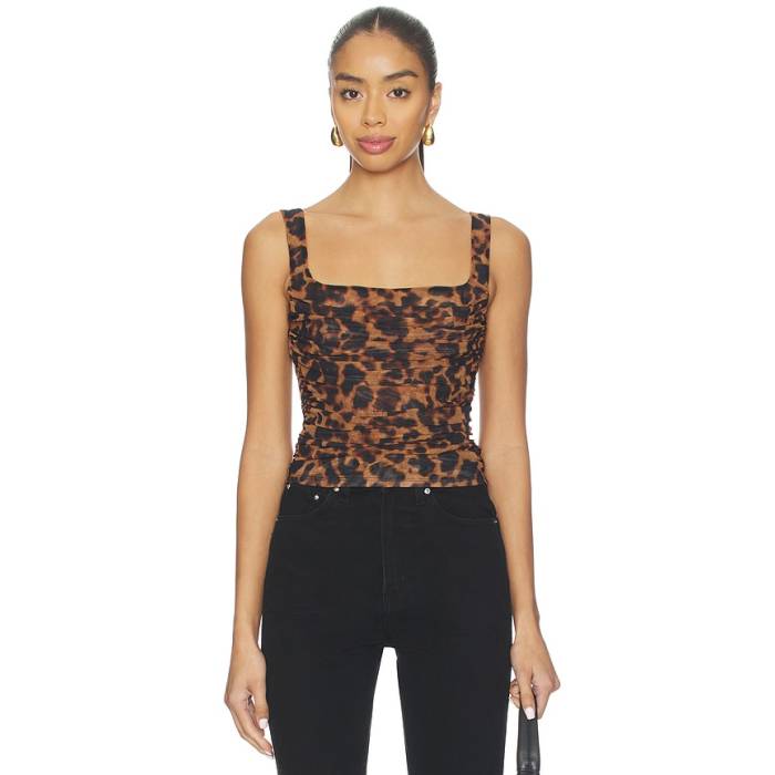 L\u0027agence 【 Rasha Shirred Tank Women Brown Multi Amur Leopard 】 貯蔵タンクとっ始め レディース 赤銅色 赤銅色 ヒョウ柄 レオパード