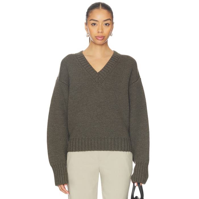Rohe 【 Sculptural Compact V-Neck Pullover Women Forest Melange 】 Vのど首 レディース フォレスト