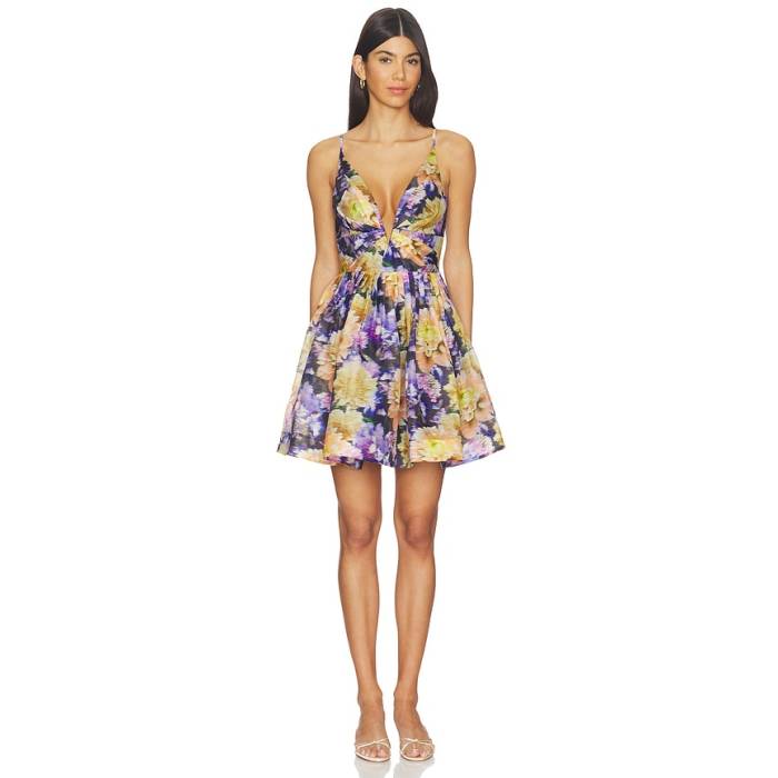 ジマーマン Zimmermann 【 Luna V Neck Mini Dress Women Navy Dahlia 】 御召しもの レディース 紺色 米国海軍