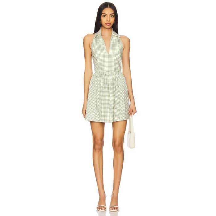 Caroline Constas 【 Aya Mini Dress Women Spinach Gingham 】 ドレス レディース｜スニケス