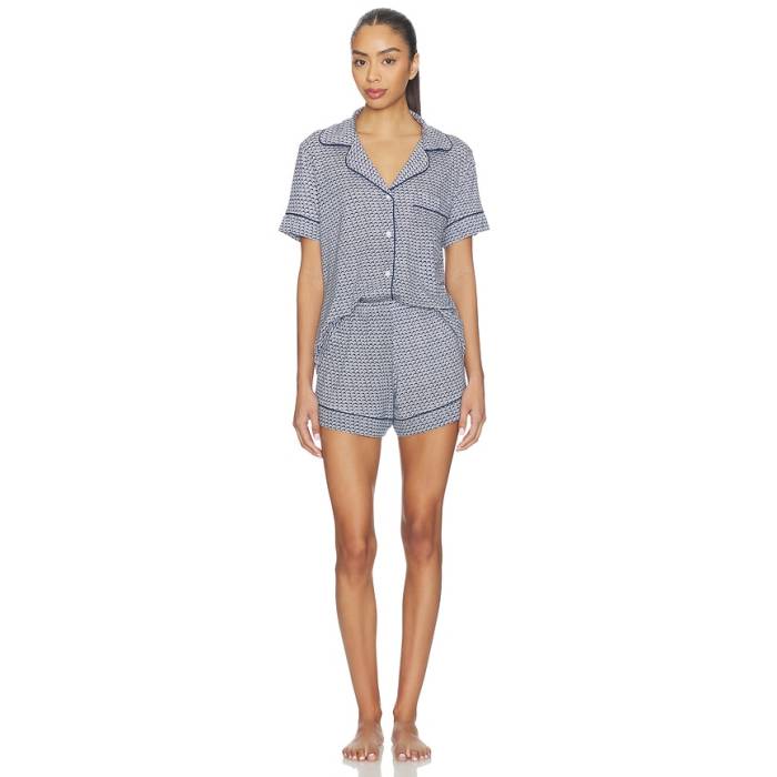 エバージェイ Eberjey 【 Gisele Printed Relaxed Short Pajama Set Women Seashell Navy 】 レディース 紺色 米国海軍