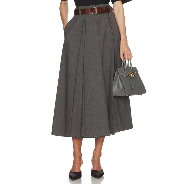 Helsa 【 Wool Blend Pleated Skirt Women Medium Heather Grey 】 レディース heather ギョリュウモドキ 薄墨色 薄墨色
