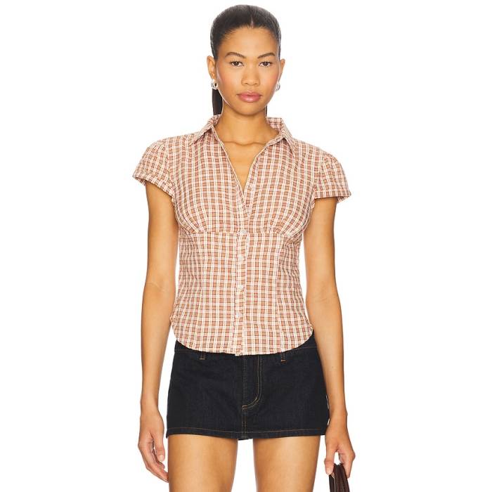 ライオネス Lioness 【 Mon Cheri Blouse Women Pink Check 】 レディース pink さくら色