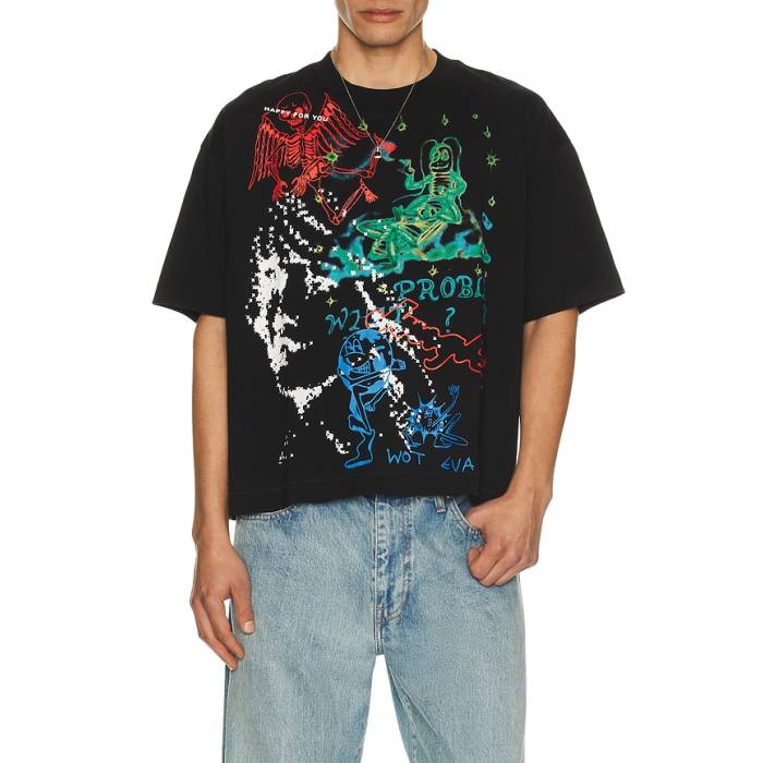 Jungles 【 Winter Test Print Tee Men Black 】 冬期 ティーシャツ メンズ 黒いこと 黒いこと