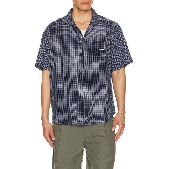 オベイ Obey 【 Bigwig Ian Woven Shirt Men Academy Navy Multi 】 Woven ウーブン メンズ 翰林院 紺色 米国海軍