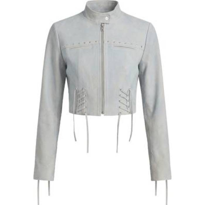 Lamarque 【 X Revolve Silvina Suede Biker Jacket Women Distressed Blue 】 スエード・スウェード Jacket 上衣 レディース 青味 青み