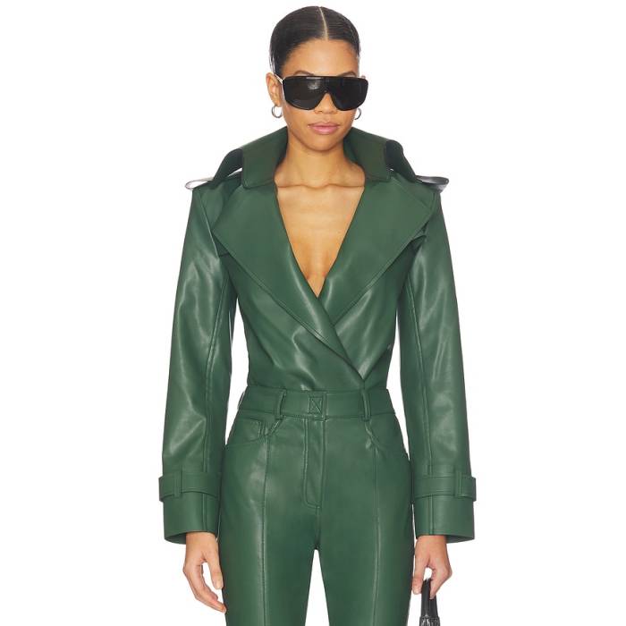 Norma Kamali 【 Double Breasted Trench Bodysuit Women Dark Emerald 】 上半身背広 レディース