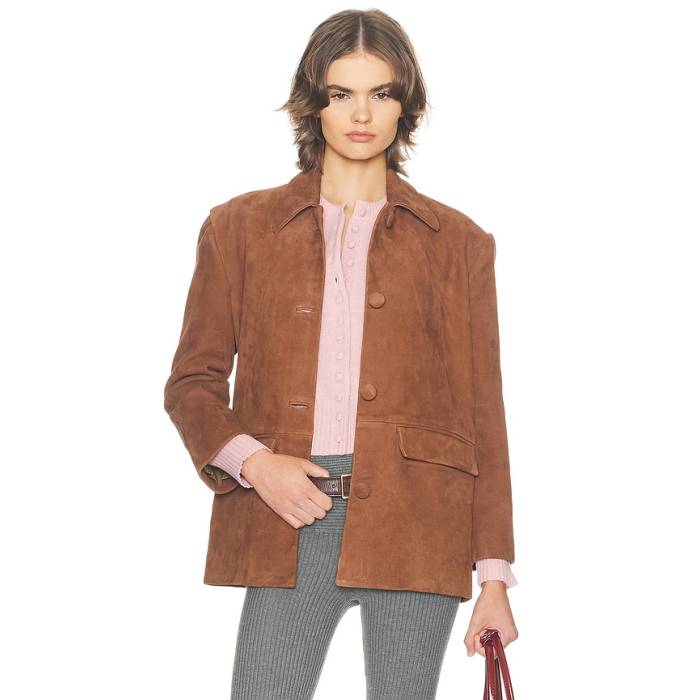 Helsa 【 The Schoolhouse Jacket In Suede Women Chestnut 】 Jacket 上衣 スエード・スウェード レディース