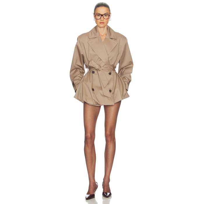 Helsa 【 Short Bubble Hem Trench Women Stone 】 バブル レディース｜スニケス