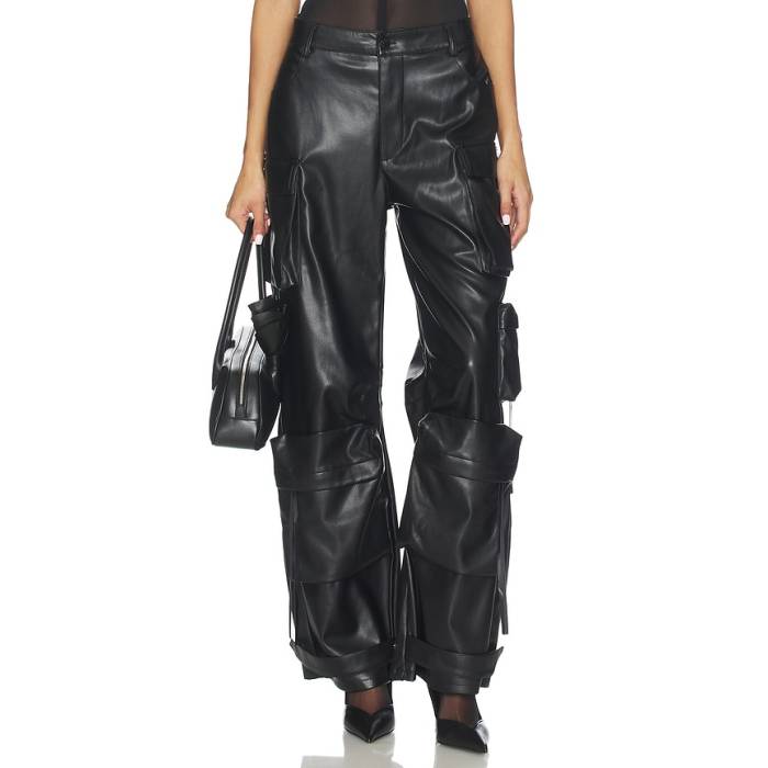スティーブマデン Steve Madden 【 Duo Faux Leather Pant Women Black 】 なめし革 ズボン下 レディース 黒いこと 黒いこと