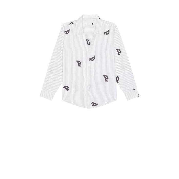 ポップトレーディングカンパニー Pop Trading Company 【 Letters Striped Pop Shirt Men White Linen 】 メンズ 白いこと 白いこと