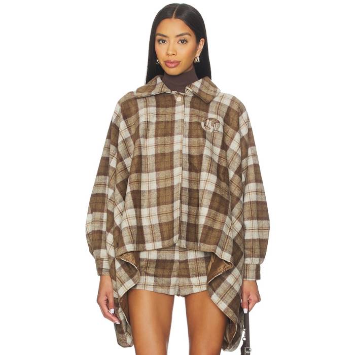 Understated Leather 【 Plaid Western Cape Women Cream \u0026Amp; Brown 】 ウェスタン レディース 皮膚軟化剤 赤銅色 赤銅色