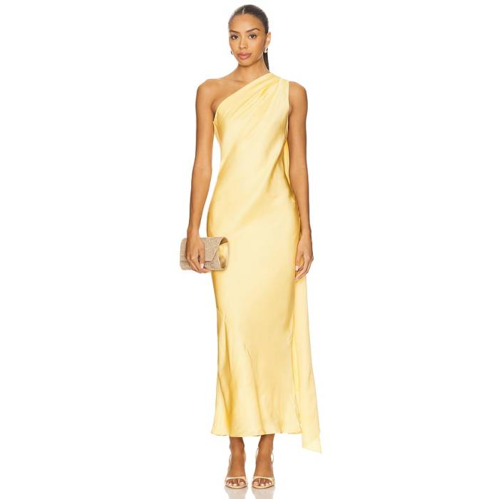 Alejandra Alonso Rojas 【 One Shoulder Dress With Cape Women Light Gold 】 ドレス レディース ゴールド｜スニケス