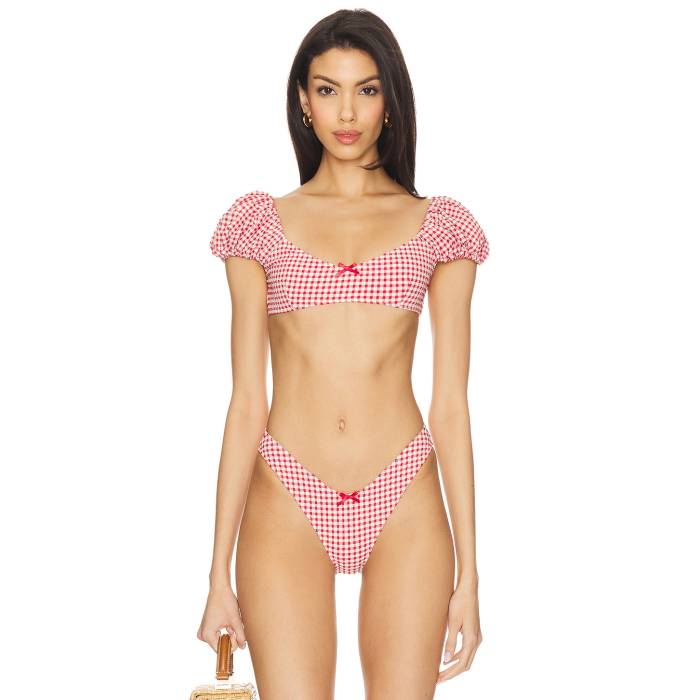 Lpa 【 Chantel Top Women Red Gingham 】 レディースファッション 水着 レディース Red 赤・レッド