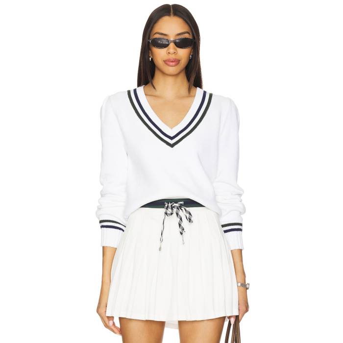 The Upside 【 Soony V Neck Sweater Women White 】 トレーナー レディースファッション トップス ニット セーター セーター レディース 白色 ホワイト