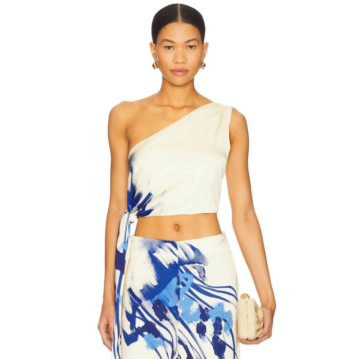 Eugenia Fernandez 【 Sabaji Crop Top Women Medousa Blue 】 Crop クロップ レディースファッション トップス ベアトップ チューブトップ レディース 青色 ブルー