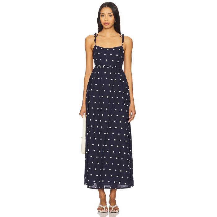 ビーチライオット Beach Riot 【 Valory Maxi Dress Women Navy Polka Dot 】 お召しもの レディース 紺色 米国海軍 レディースファッション-ドレス