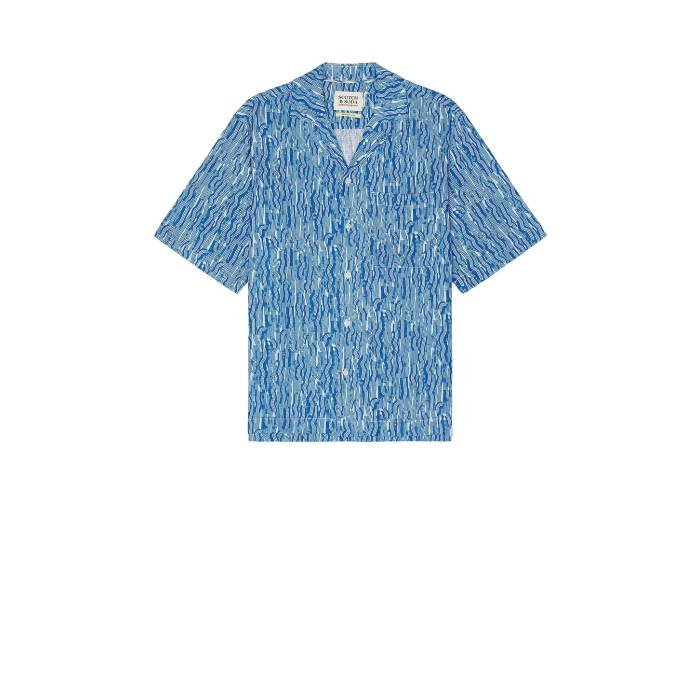 スコッチアンドソーダ Scotch & Soda 【 All Over Print Short Sleeve Shirt Men Vuur Island Stripe 】 Sleeve スリーブ メンズファッション トップス カジュアルシャツ メンズ Stripe ストライプ