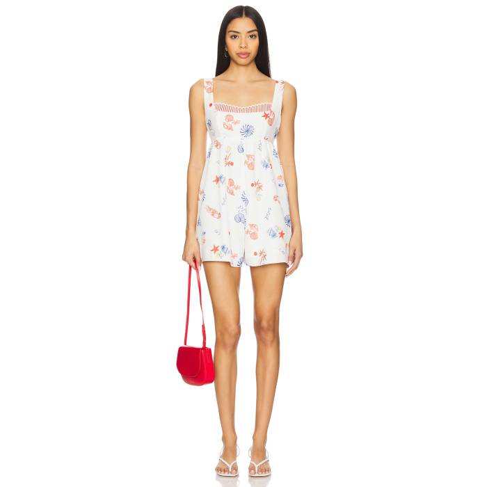 Line \u0026 Dot 【 Reeta Romper Women White Multi 】 ロンパース レディース 白いこと 白いこと