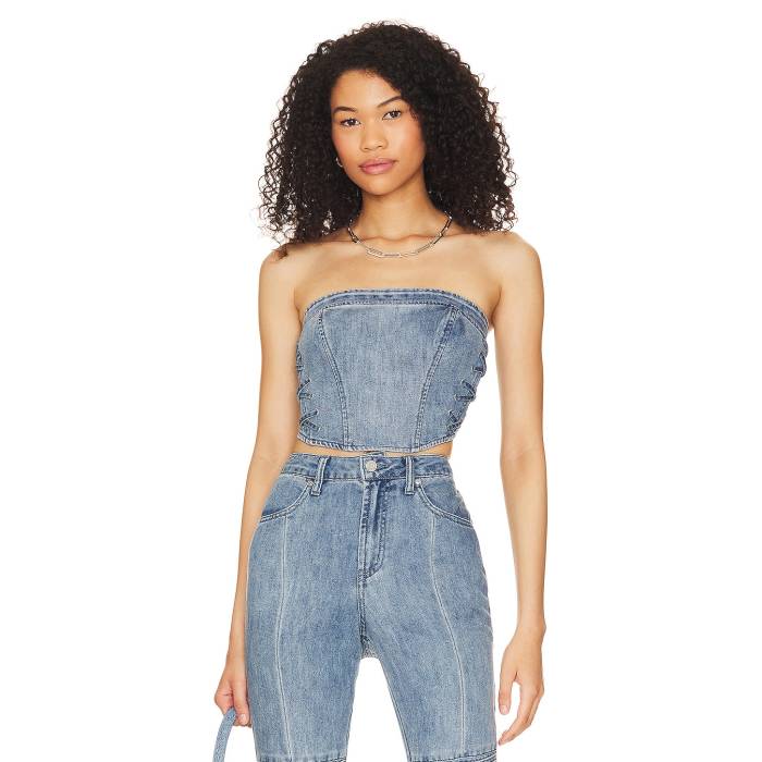 Afrm 【 Ashton Pin-Up Lace Up Corset Women Spring Blue Wash 】 レディース Spring スプリング 青色 ブルー｜スニケス