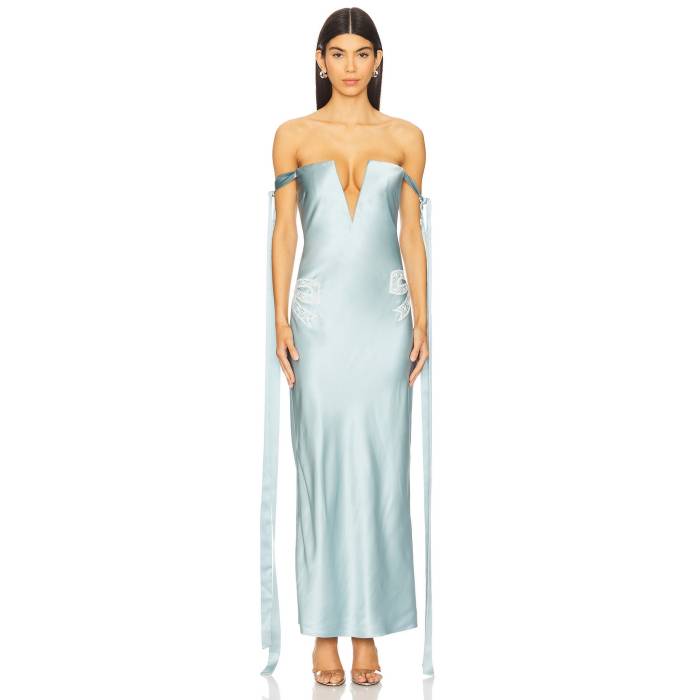 Alejandra Alonso Rojas 【 V-Neck Corest Dress Women Blue 】 Vのど首 御召しもの レディース 青碧 青碧