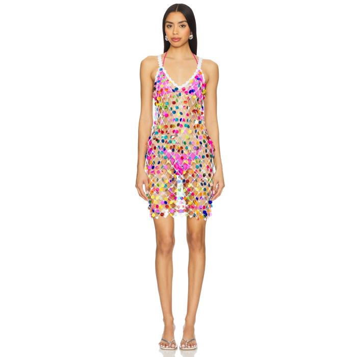 ミリー Milly 【 Sequin Crochet Mini Dress Women Multi 】 お召しもの レディース