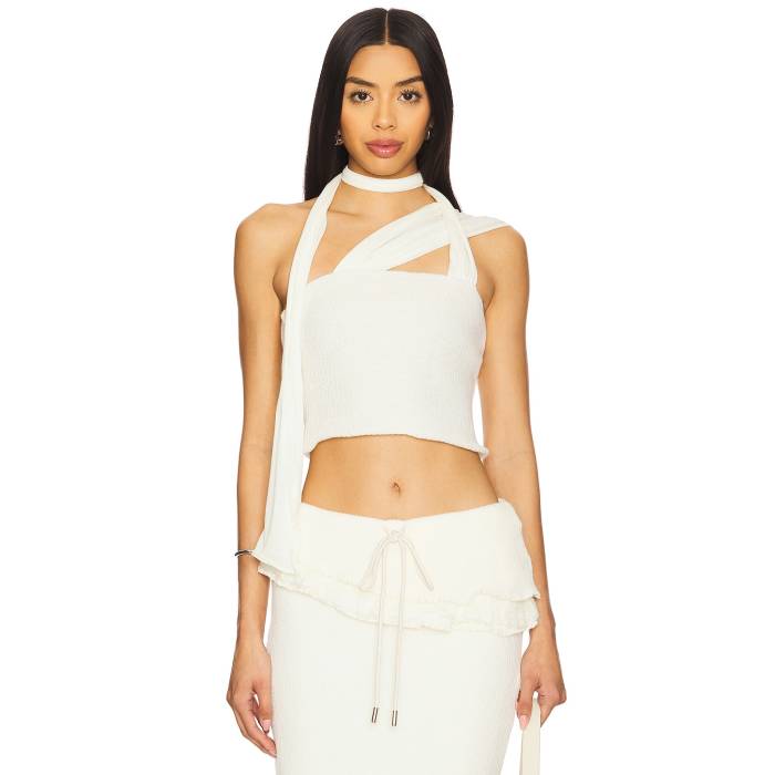 Zemeta 【 Milky Knit Tie Scarf Top Women Ivory 】 ニット ネクタイ スカーフ レディースファッション トップス その他 レディース アイボリー