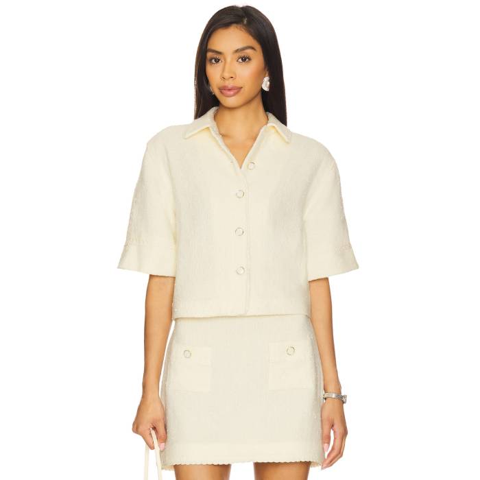 Simkhai 【 Khloe Short Sleeve Button Down Top Women Ivory 】 Sleeve スリーブ ダウン レディース アイボリー｜スニケス
