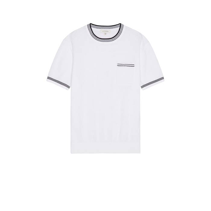 Club Monaco 【 Open Stitch Tipped Knitted Shirt Men Blanc De Blanc 】 メンズファッション トップス カジュアルシャツ メンズ ブランク
