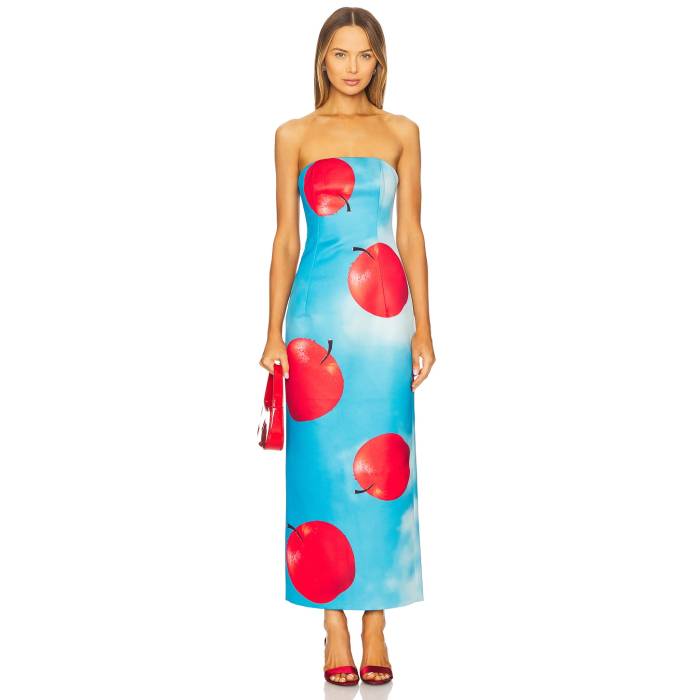 Leo Lin 【 Rayna Bustier Maxi Dress Women Apple Print 】 ドレス レディースファッション ドレス レディース