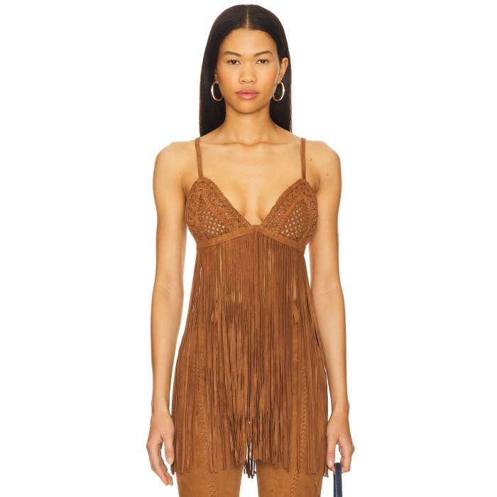Retrofete 【 Jacinta Suede Fringe Bra Women Cognac 】 スエード・スウェード レディース