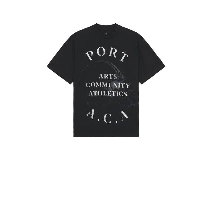 Port A.c.a 【 Grid Tee Men Faded Black 】 ティーシャツ メンズ 黒いこと 黒いこと