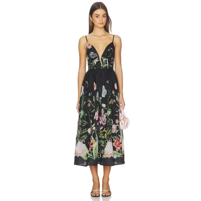 Cara Cara 【 Pero Midi Dress Women Bloomsfield Black 】 御召しもの レディース 黒いこと 黒いこと