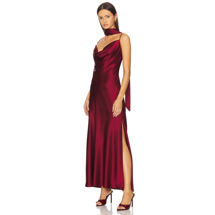 Nicholas 【 Geneva Sleeveless Cowl Neck Gown With Side Slit Women Plum 】 Sleeveless ノン捩り レディース