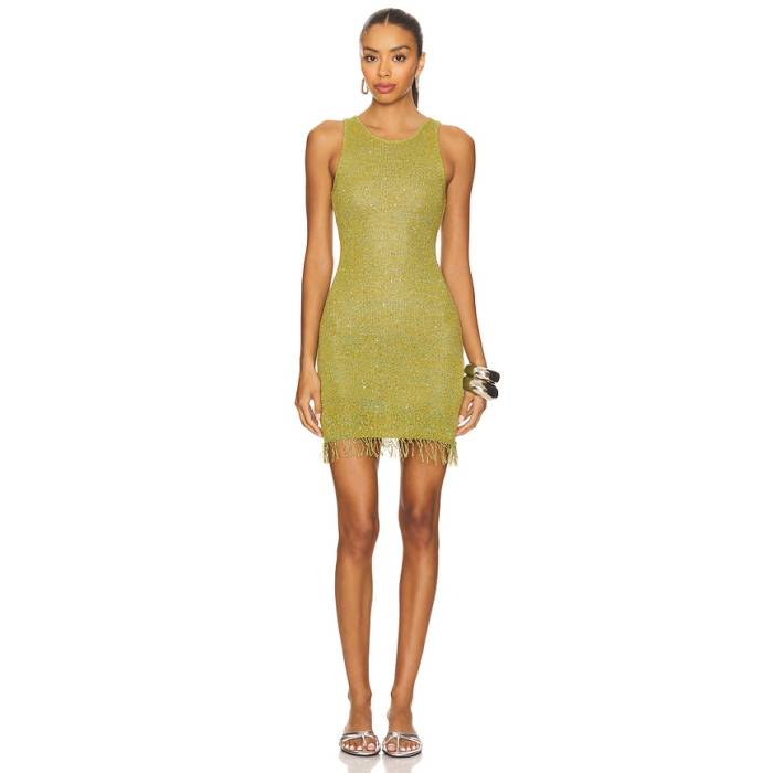 Asta Resort 【 Natalia Mini Dress Women Olive Oil Sequin 】 御召しもの レディース olive オリーブ