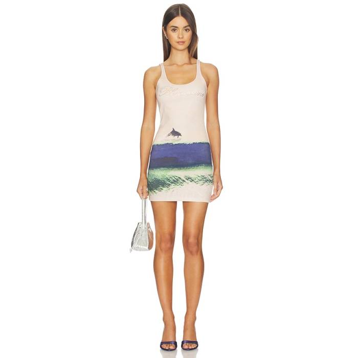 Blumarine 【 Print Jersey Dress Women Purple \u0026Amp; Grain 】 ティーシャツ 御召しもの レディース Purple 紫・パープル