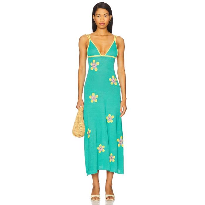 Capittana 【 Carolina Flowers Dress Women Turquoise 】 カロライナ お召しもの レディース
